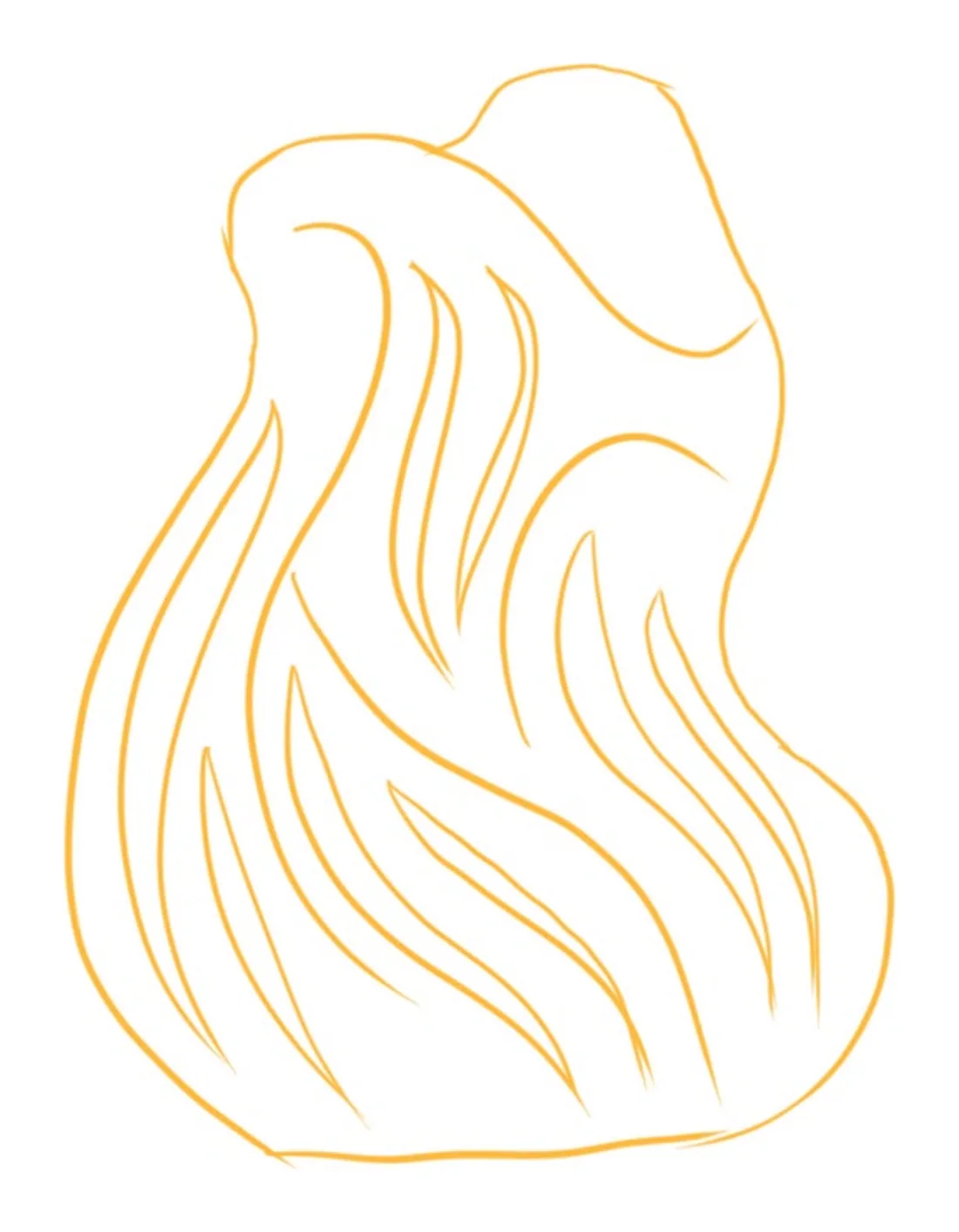 Dibujo de línea de Atmósfera en ámbar: la silueta y las vetas que recorren el cuerpo.